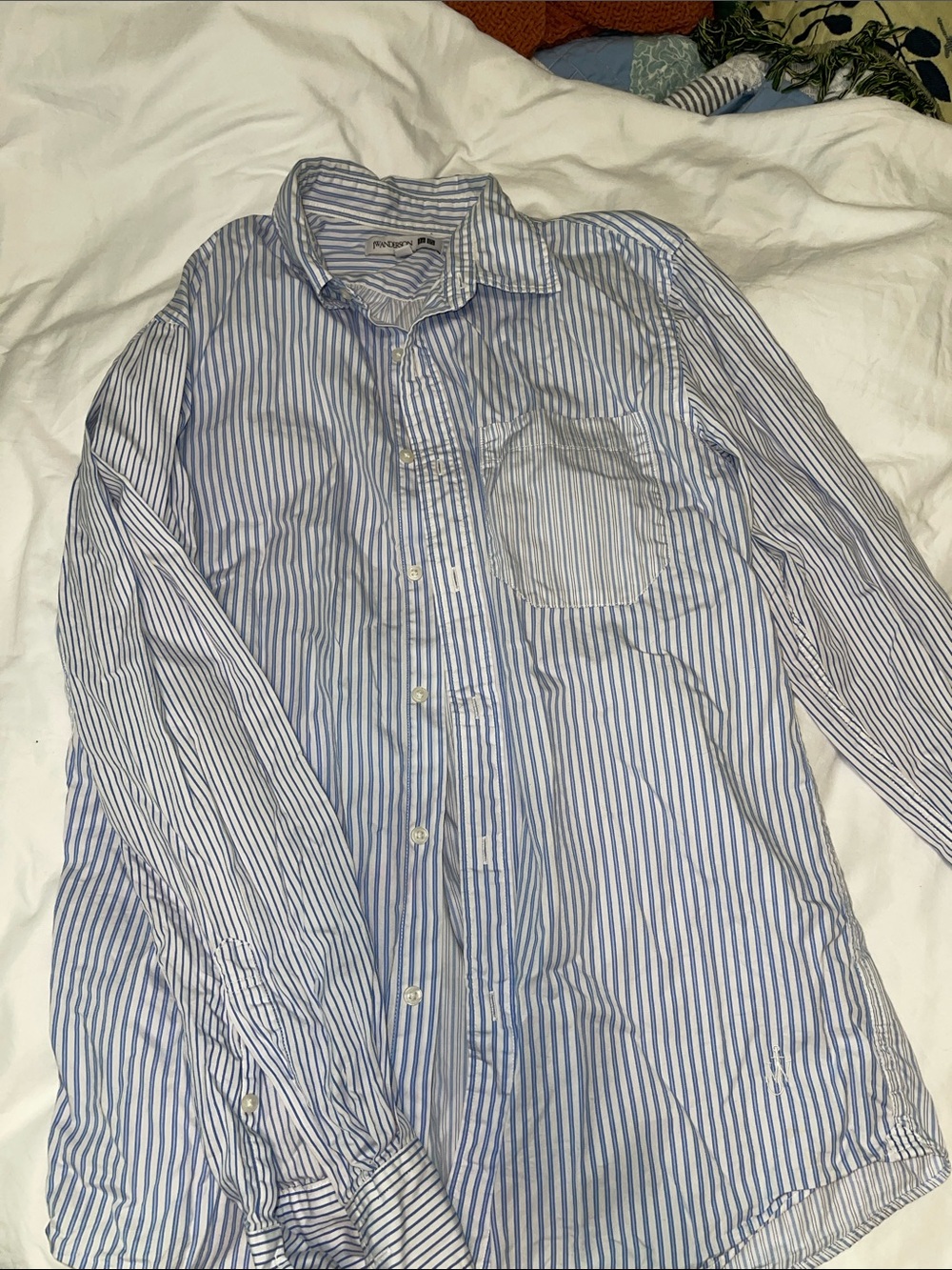 Uniqlo Blue and White Striped Dress Shirt